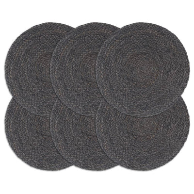 Vidaxl Placemats 6 Sts Round 38 cm Jute Gris foncé