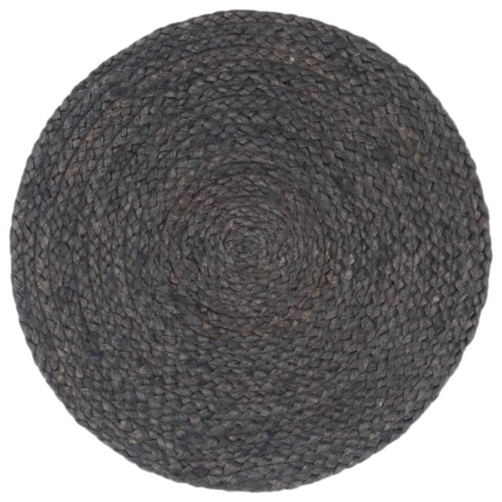 Vidaxl Placemats 6 Sts Round 38 cm Jute Gris foncé