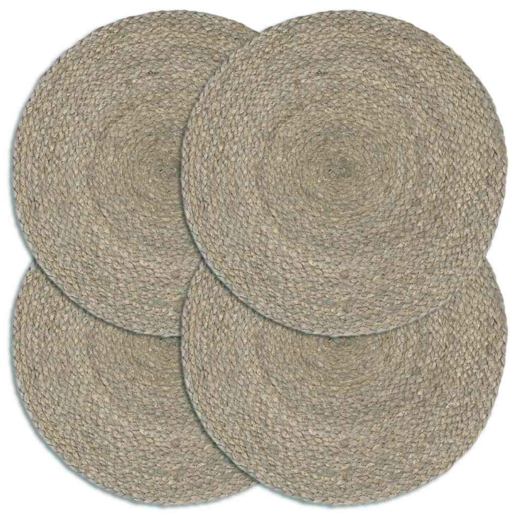 Vidaxl Placemats 4 Sts Round 38 cm Jute Grey