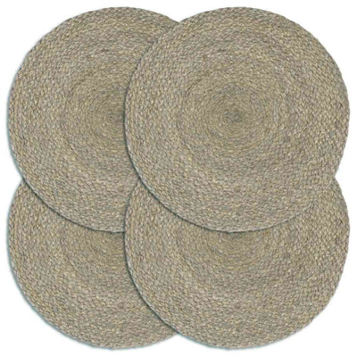 Vidaxl Placemats 4 Sts Round 38 cm Jute Grey