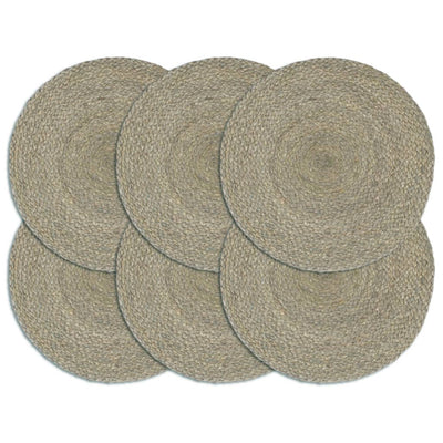 Vidaxl Placemats 6 Sts Round 38 cm Jute Grey