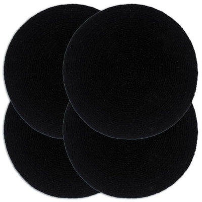 Vidaxl Placemats 4 Sts Round 38 cm Coton Noir