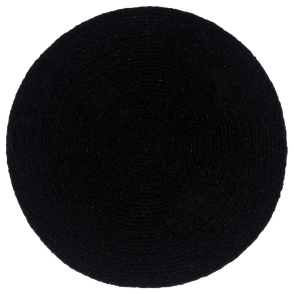 Vidaxl Placemats 4 Sts Round 38 cm Coton Noir