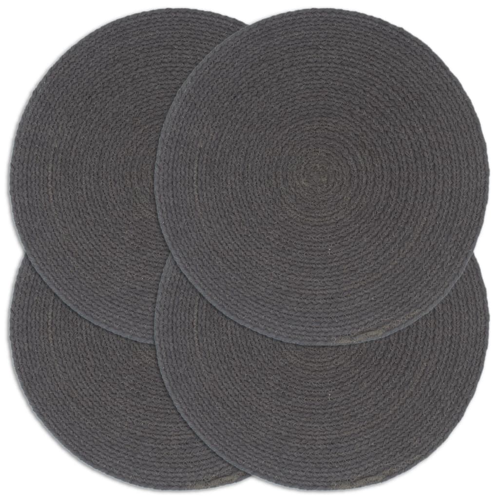 Vidaxl Placemats 4 STS Round 38 cm Coton Gris foncé