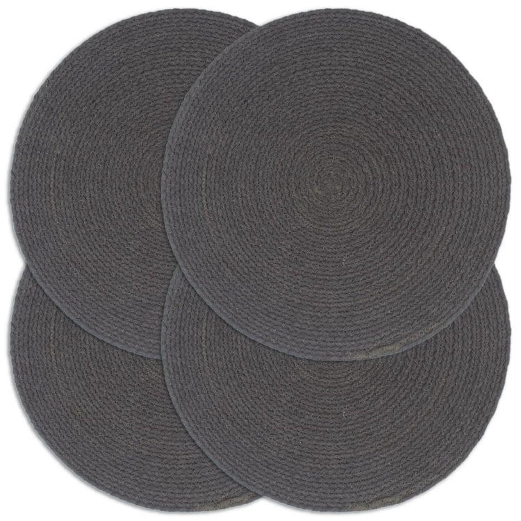 Vidaxl Placemats 4 STS Round 38 cm Coton Gris foncé