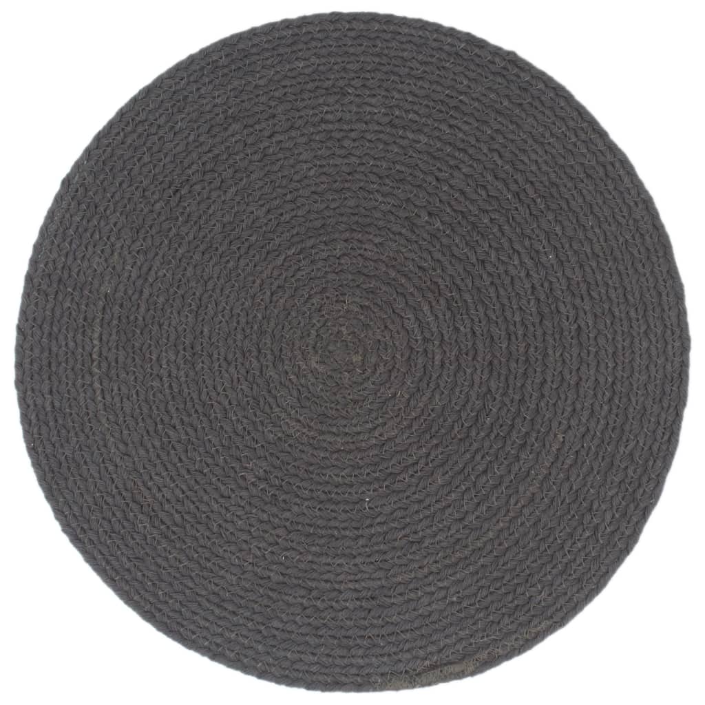 Vidaxl Placemats 4 STS Round 38 cm Coton Gris foncé