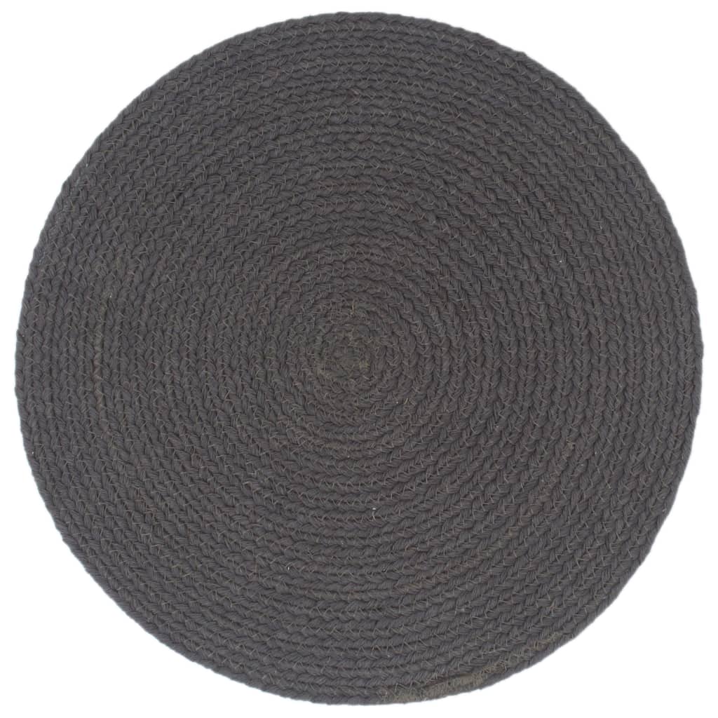 Vidaxl Placemats 6 Sts Round 38 cm Coton Gris foncé