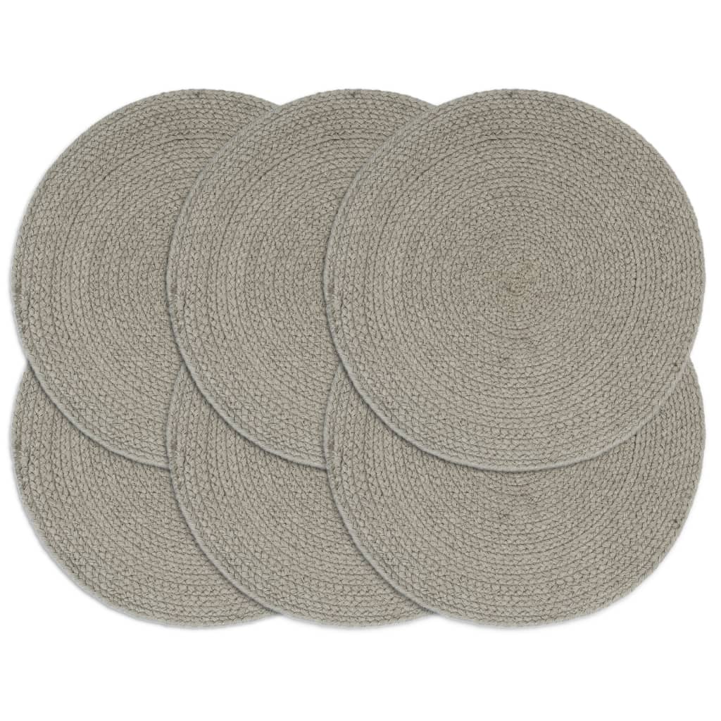 Vidaxl Placemats 6 Sts Round 38 cm Coton Grey