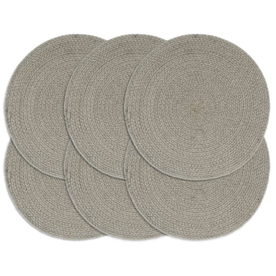 Vidaxl Placemats 6 Sts Round 38 cm Coton Grey