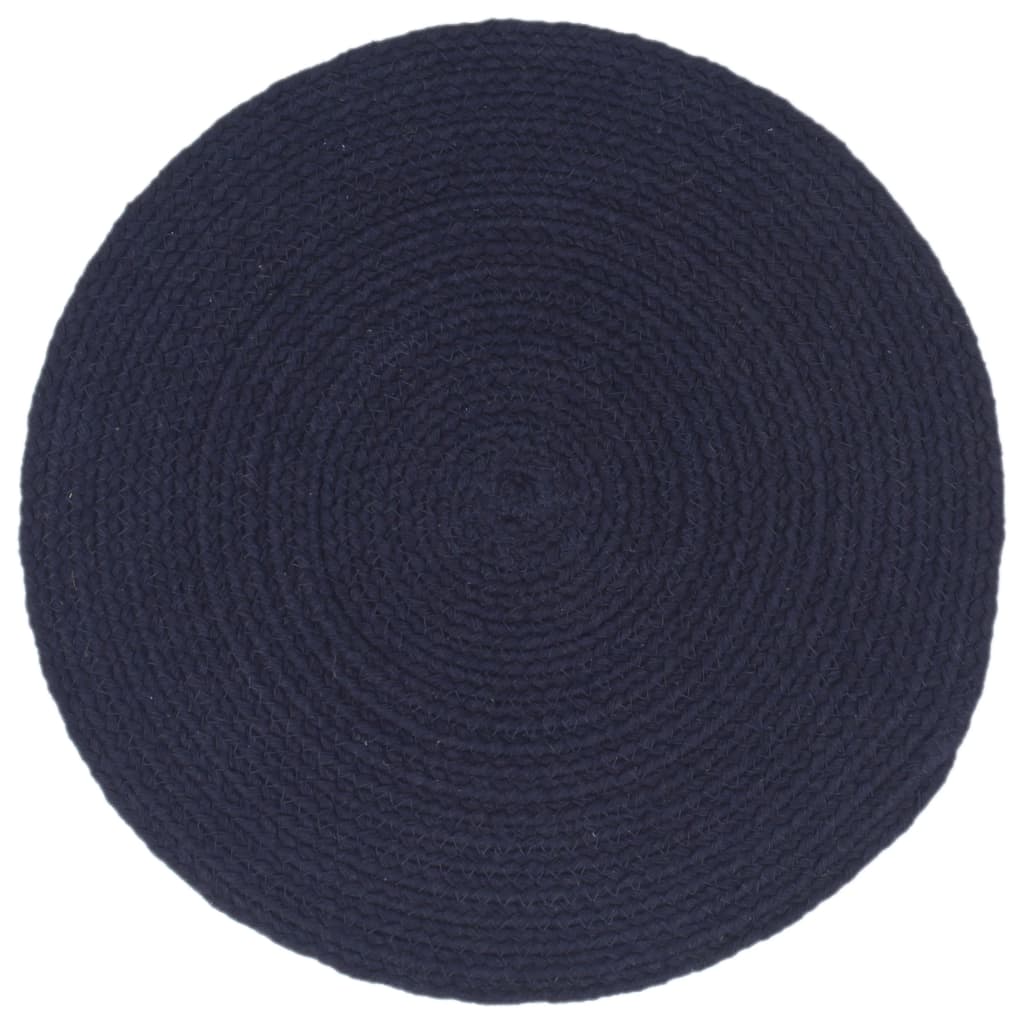 Vidaxl Placemats 4 Sts autour de 38 cm Coton Navy bleu marine