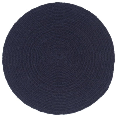 Vidaxl Placemats 6 Sts Round 38 cm Coton Navy bleu marine