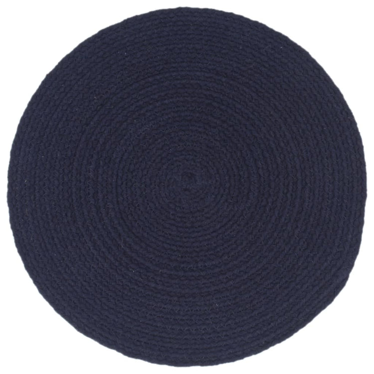 Vidaxl Placemats 6 Sts Round 38 cm Coton Navy bleu marine