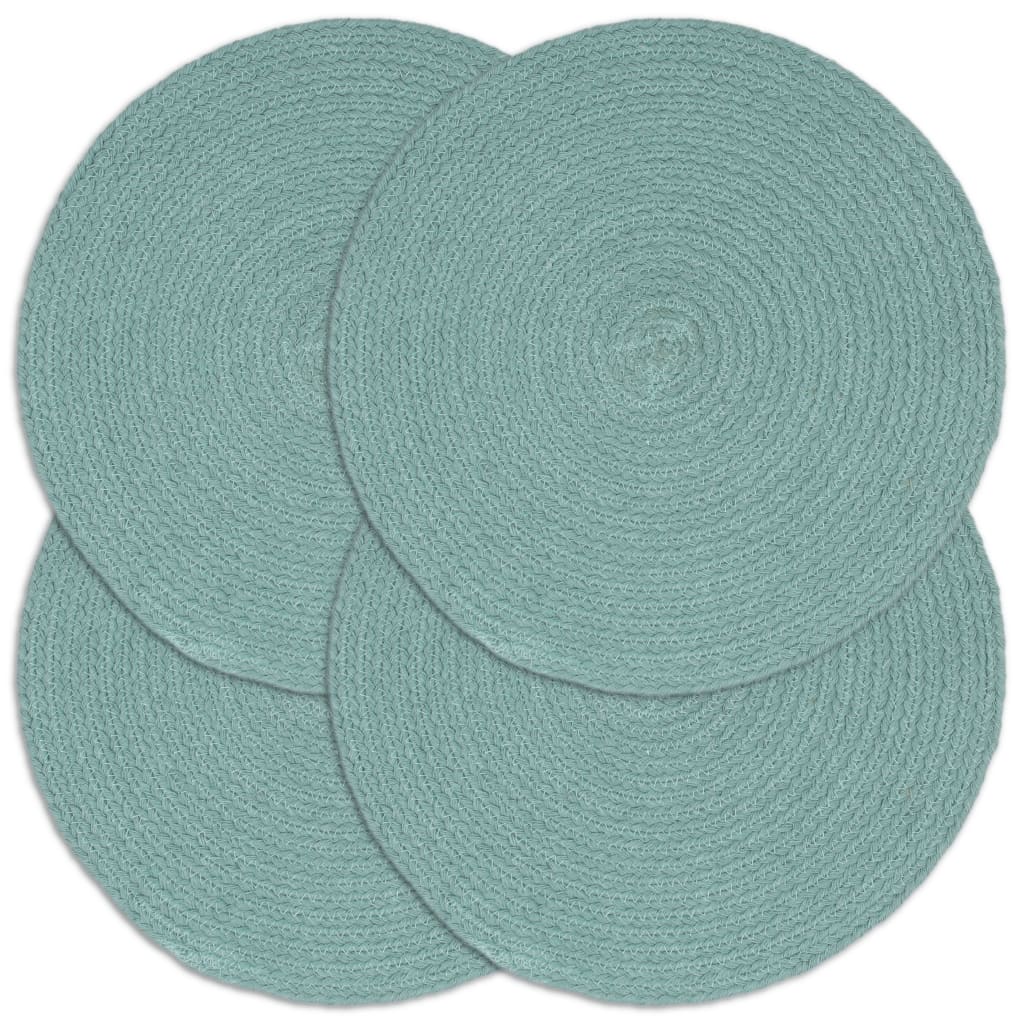Vidaxl Placemats 4 Sts Round 38 cm Coton Green