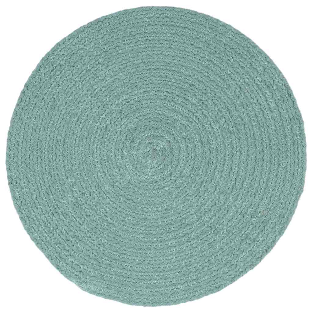 Vidaxl Placemats 4 Sts Round 38 cm Coton Green