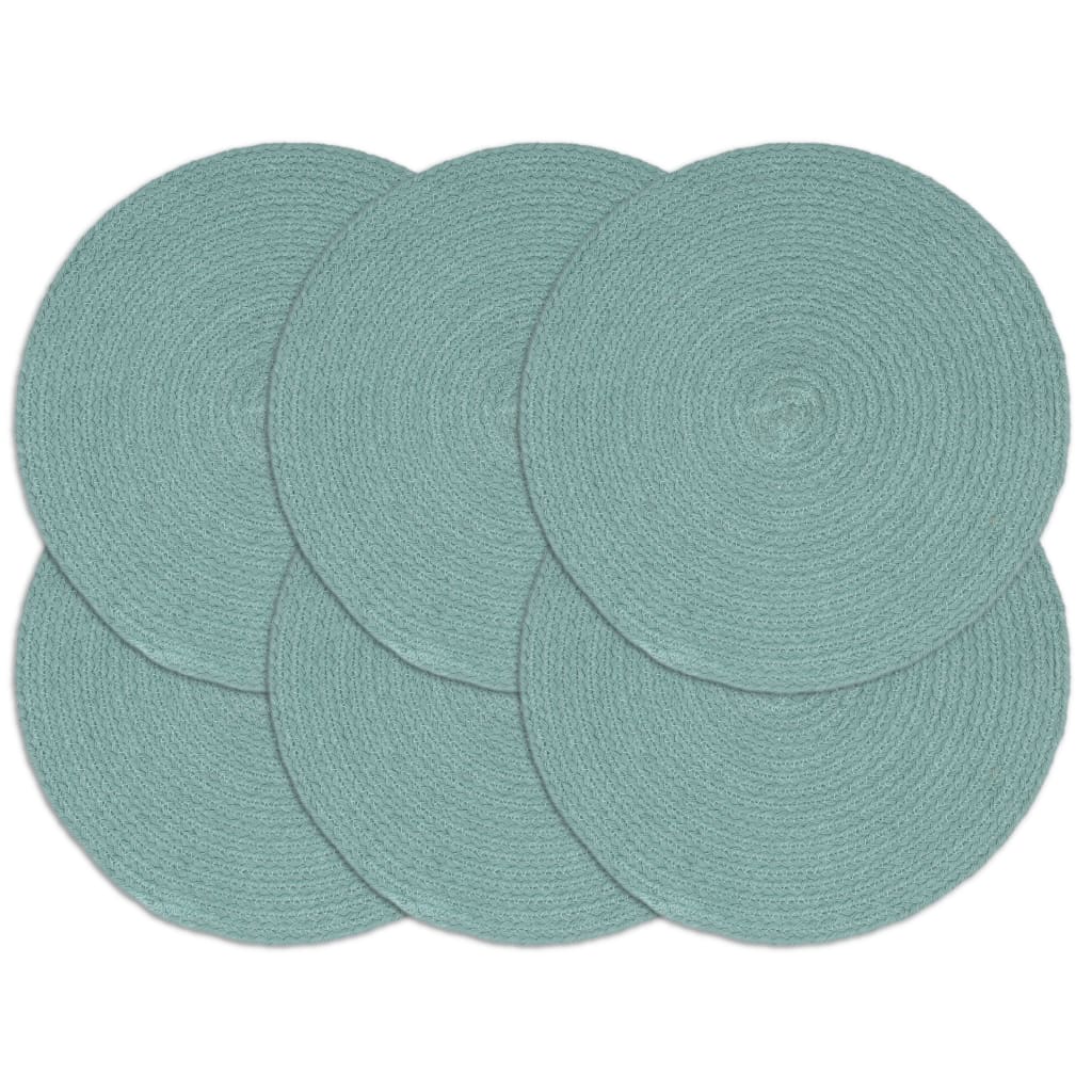 Vidaxl Placemats 6 Sts Round 38 cm Coton Green