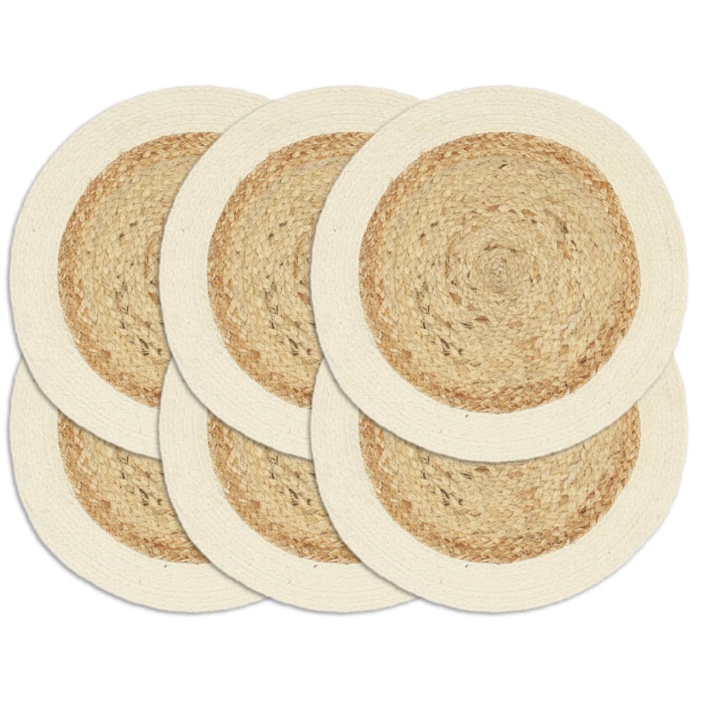 Vidaxl Placemats 6 Sts environ 38 cm Jute et Coton bien sûr