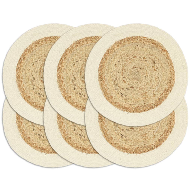 Vidaxl Placemats 6 Sts environ 38 cm Jute et Coton bien sûr