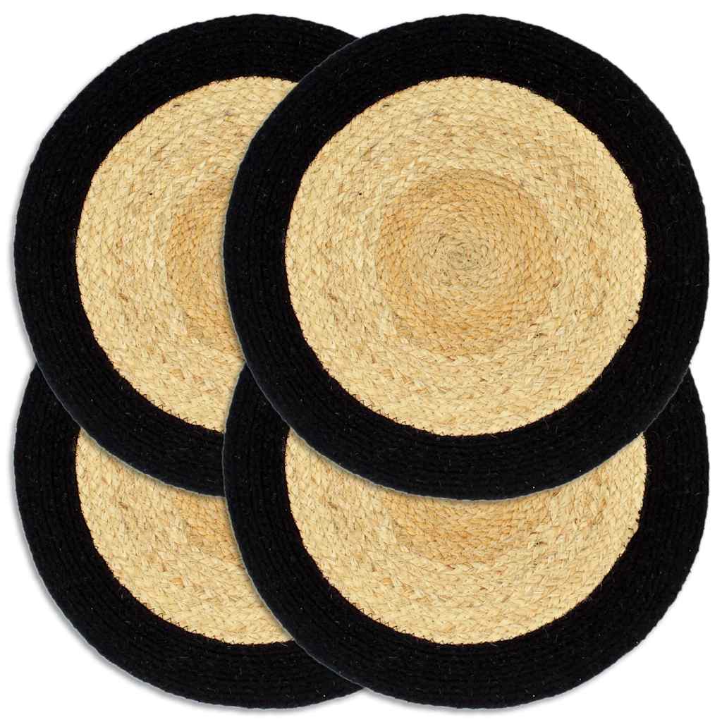 Vidaxl Placemats 4 ST 38 cm Jute et Coton Natural and Black