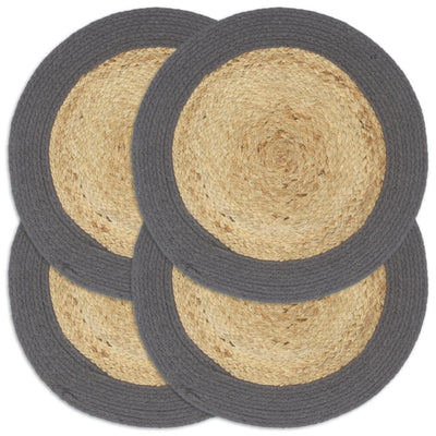 Vidaxl Placemats 4 ST 38 cm Jute et Coton bien sûr et anthracite