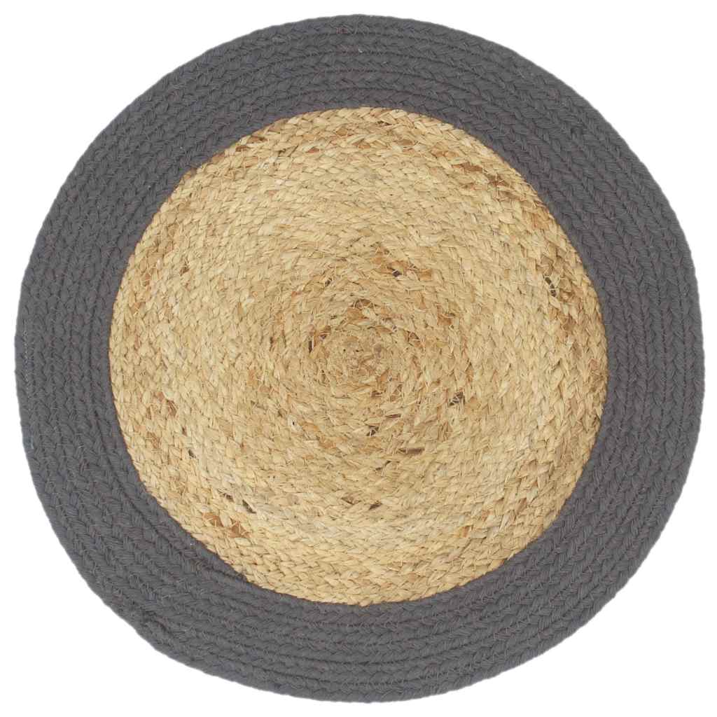 Vidaxl Placemats 6 ST 38 cm Jute et Coton bien sûr et anthracite