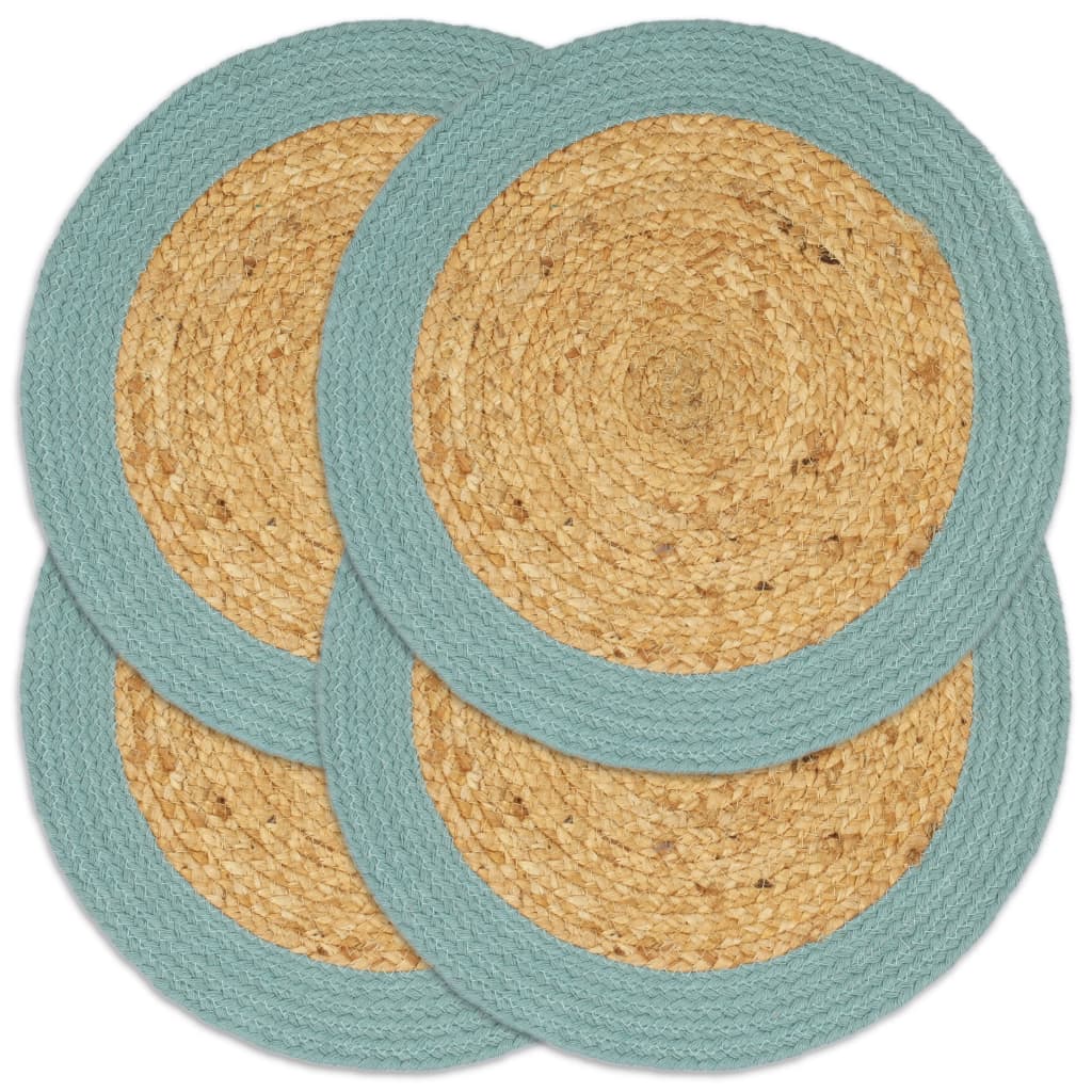 Vidaxl Placemats 4 ST 38 cm Jute et Coton bien sûr et vert