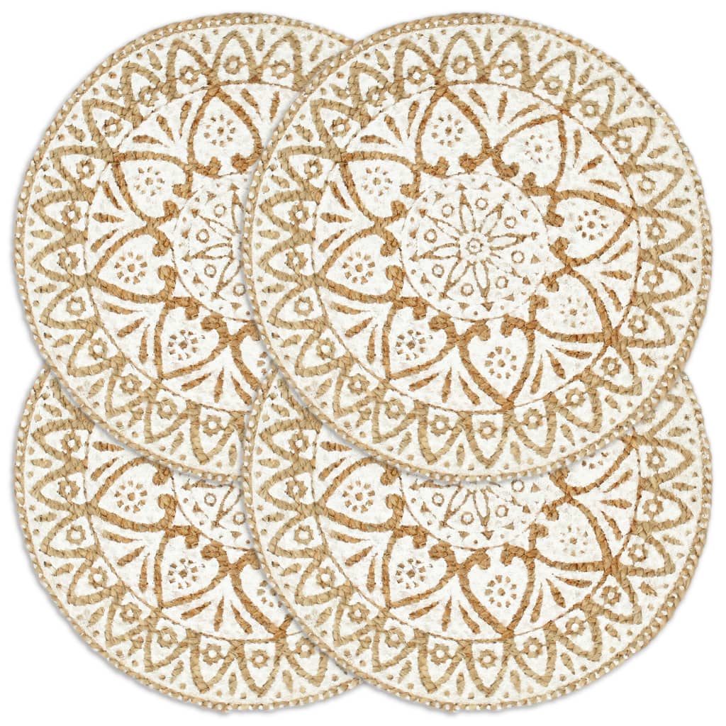 Vidaxl Placemats 4 Sts Round 38 cm Jute blanc