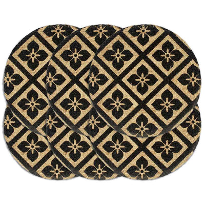 Vidaxl Placemats 6 Sts Round 38 cm Jute Black