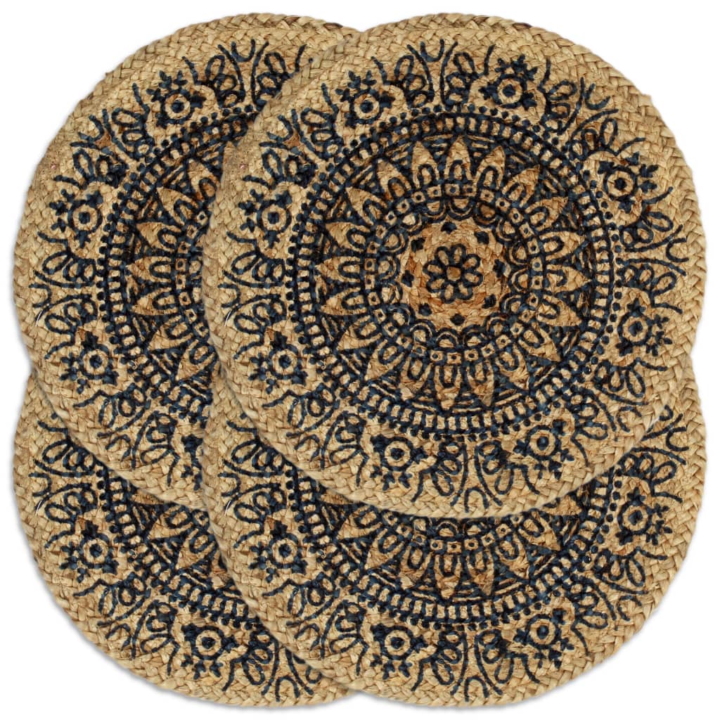 Vidaxl Placemats 4 Sts environ 38 cm Jute Bleu foncé