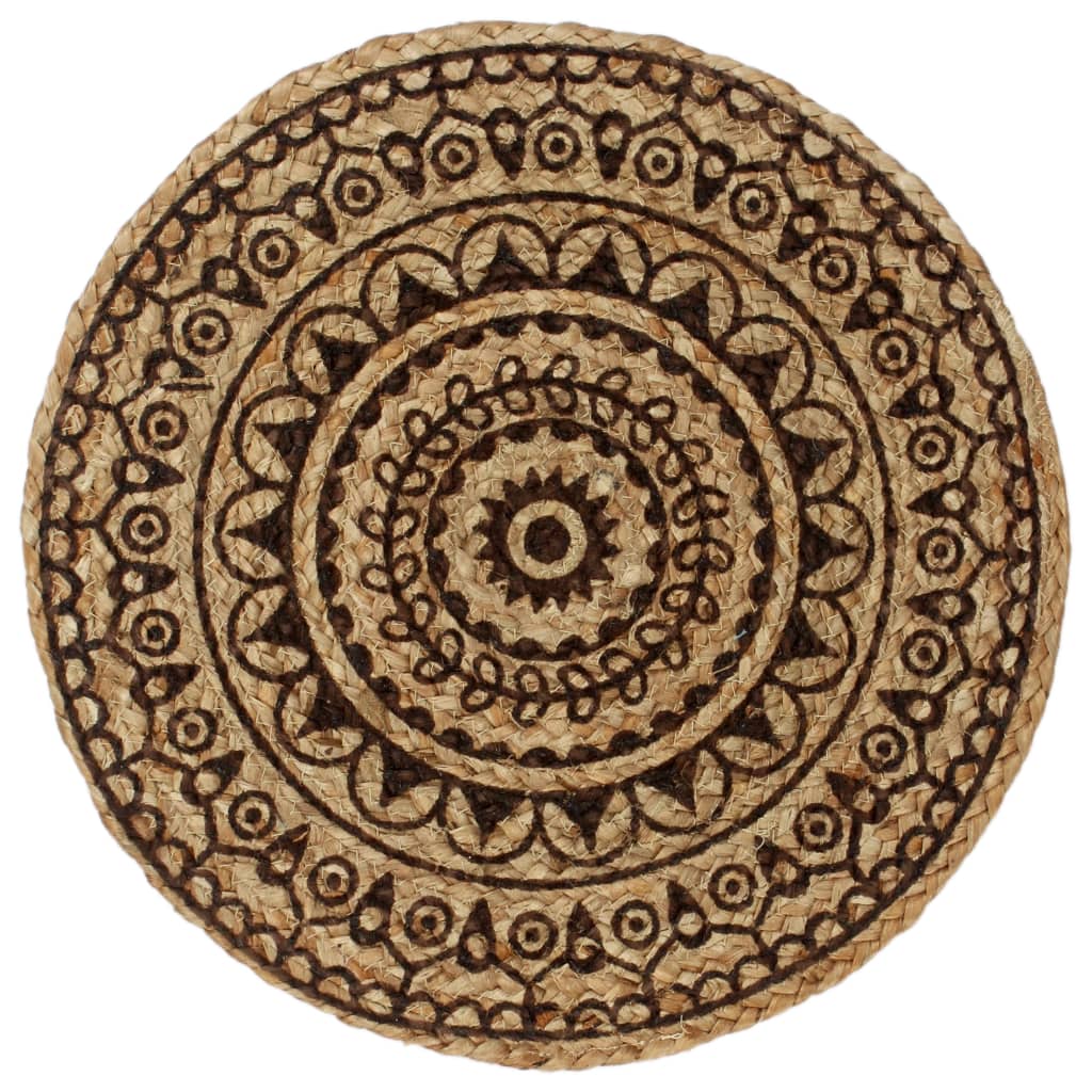 Vidaxl Placemats 4 Sts Round 38 cm Jute Brun foncé