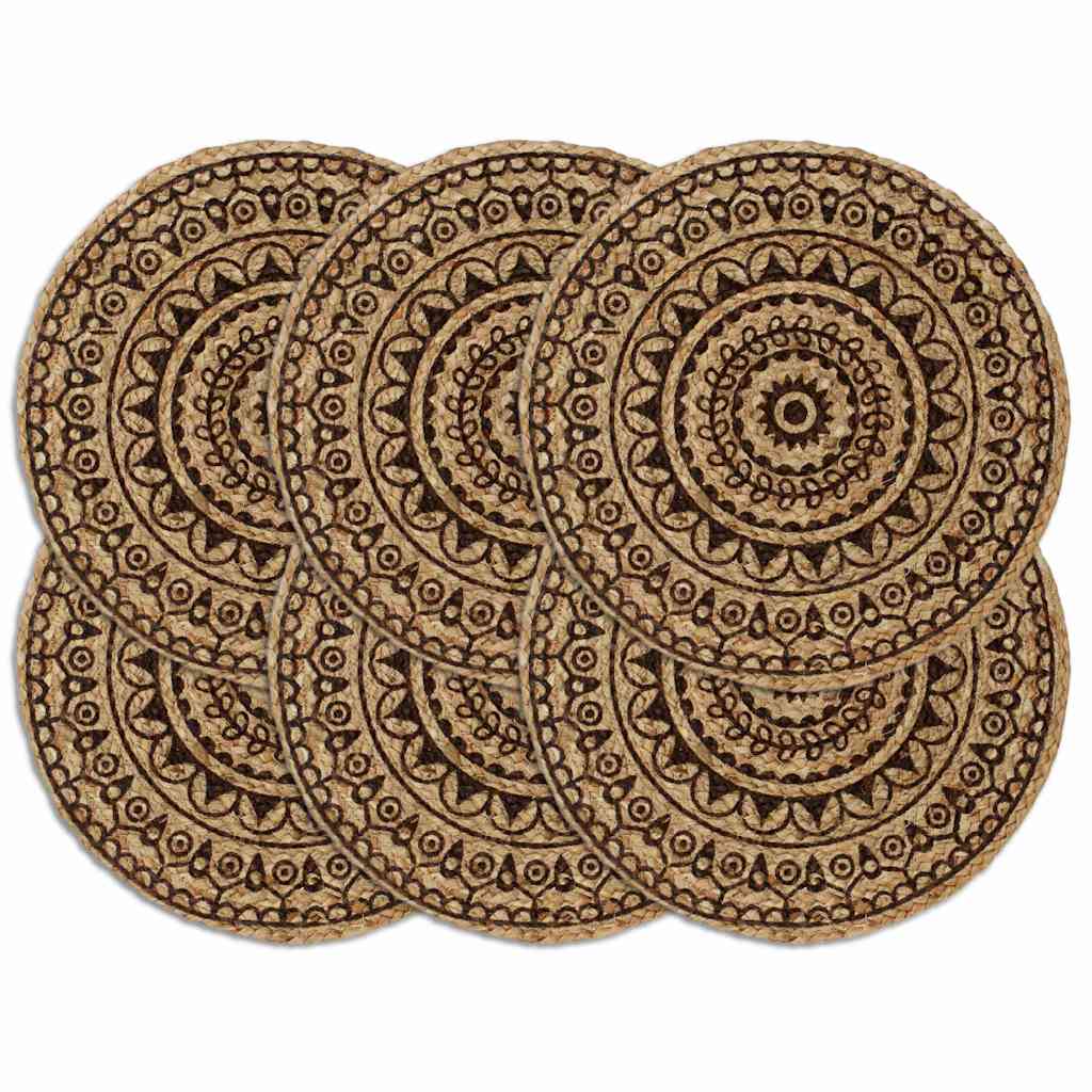 Vidaxl Placemats 6 Sts Round 38 cm Jute Dark Brown
