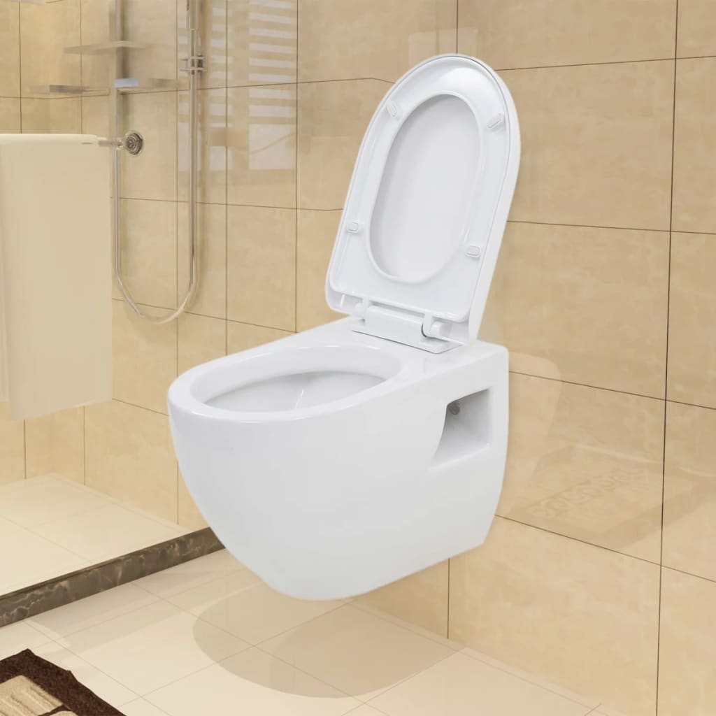 Vidaxl Toilet suspendu avec citerne cachée blanche en céramique