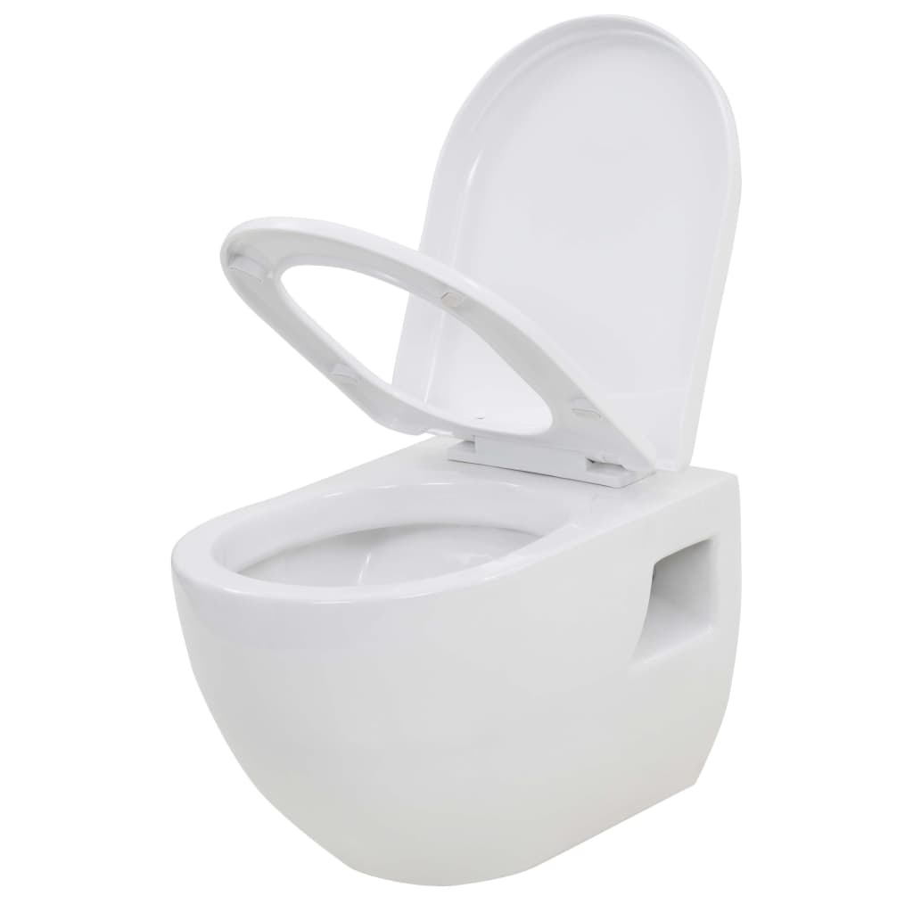 Vidaxl Toilet suspendu avec citerne cachée blanche en céramique