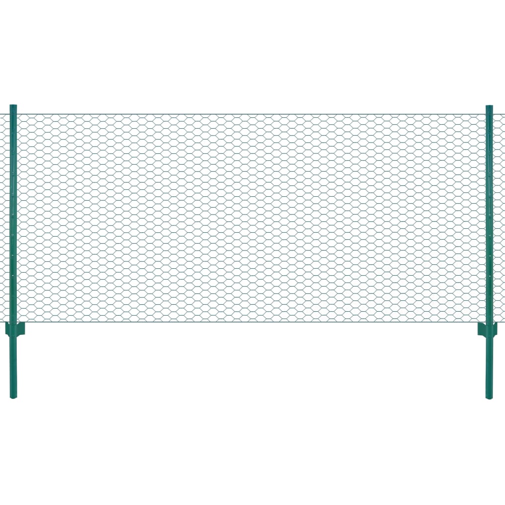 Vidaxl Fet Fet avec poteaux 25x0,5 m en acier vert