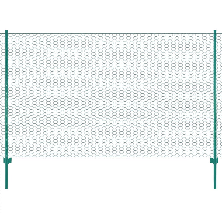 Vidaxl Fet Fet avec poteaux 25x1,5 m en acier vert
