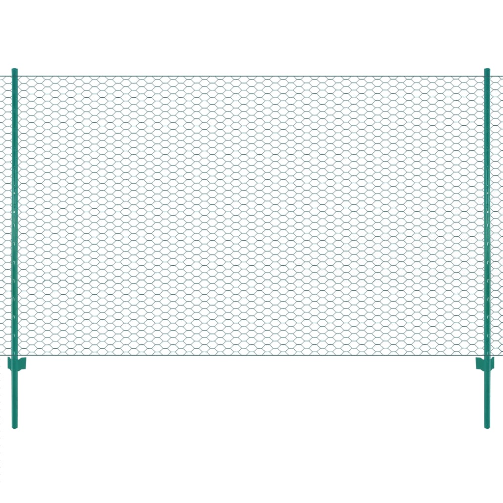 FET de maille filaire Vidaxl avec poteaux de 25x2 m en acier vert