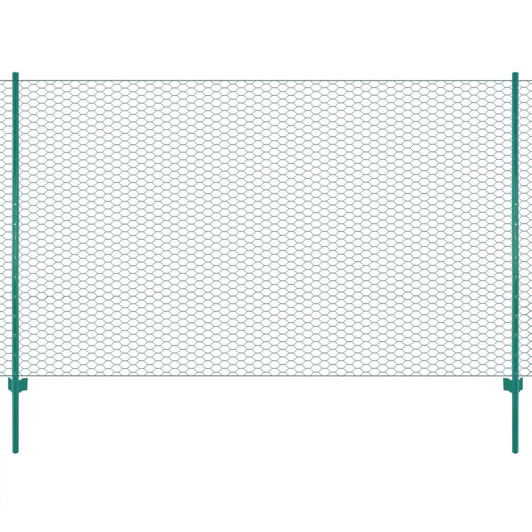FET de maille filaire Vidaxl avec poteaux de 25x2 m en acier vert