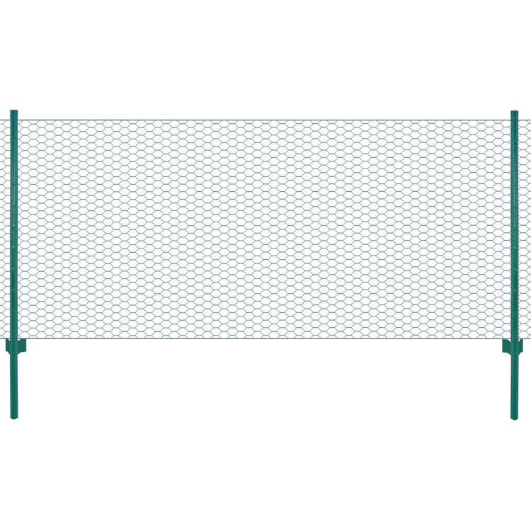 Vidaxl Fet Fet avec poteaux 25x0,5 m en acier vert