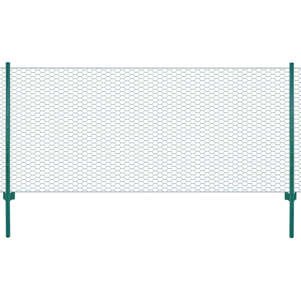 FET de maille filaire Vidaxl avec poteaux 25x1 m en acier vert
