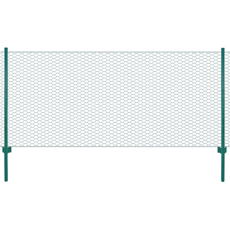 FET de maille filaire Vidaxl avec poteaux 25x1 m en acier vert