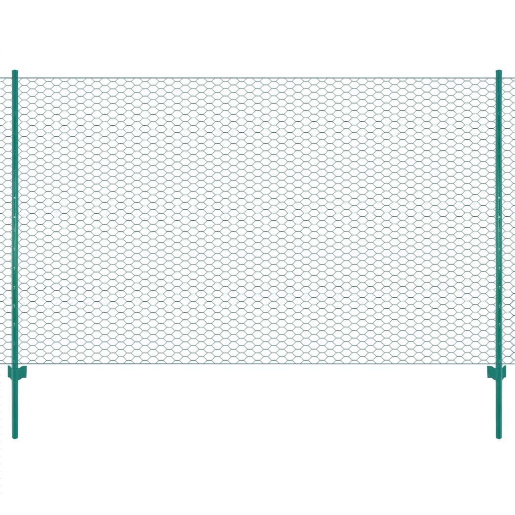Vidaxl Fet Fet avec poteaux 25x1,5 m en acier vert