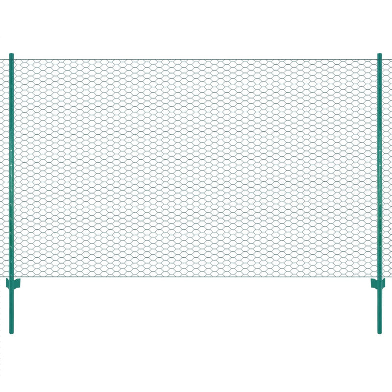 FET de maille filaire Vidaxl avec poteaux de 25x2 m en acier vert