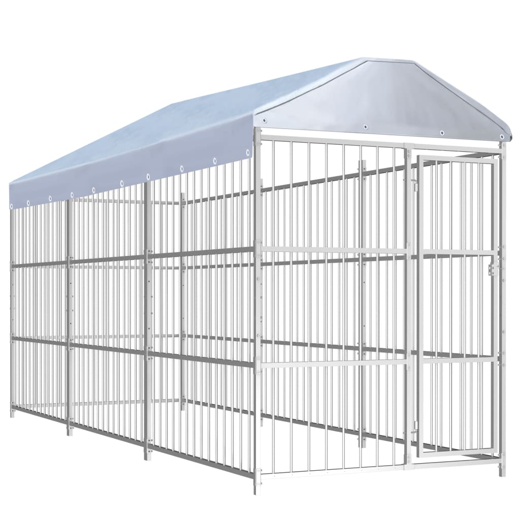 Vidaxl Chienne de chien pour l'extérieur avec toit 450x150x200 cm