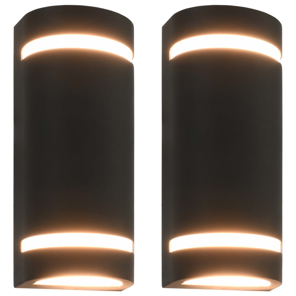 Vidaxl Lampes murales extérieures 2 PCS 35 W Black à moitié fini