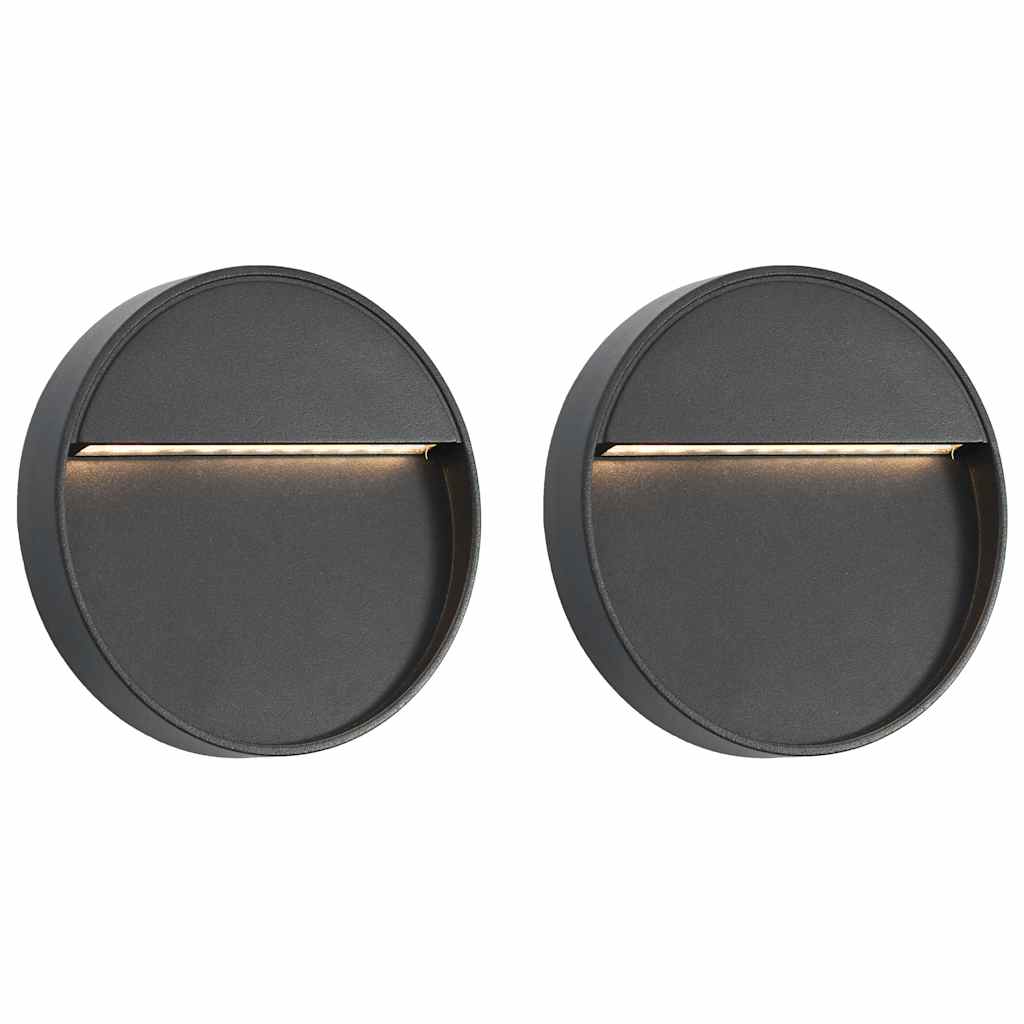Vidaxl LED des lampes murales extérieures 2 pcs 3 W Round Black