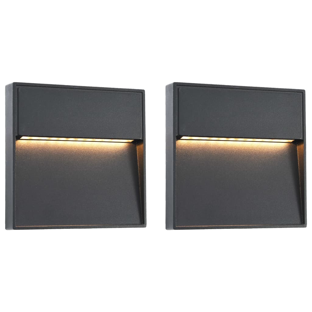 Vidaxl LED murs extérieurs 2 pcs 3 W carré noir