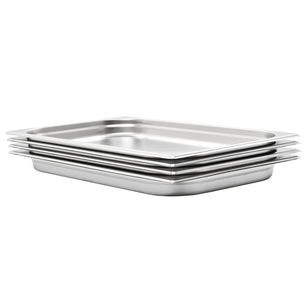 Vidaxl gastronormbakken 4 pcs gn 1 1 40 mm en acier inoxydable