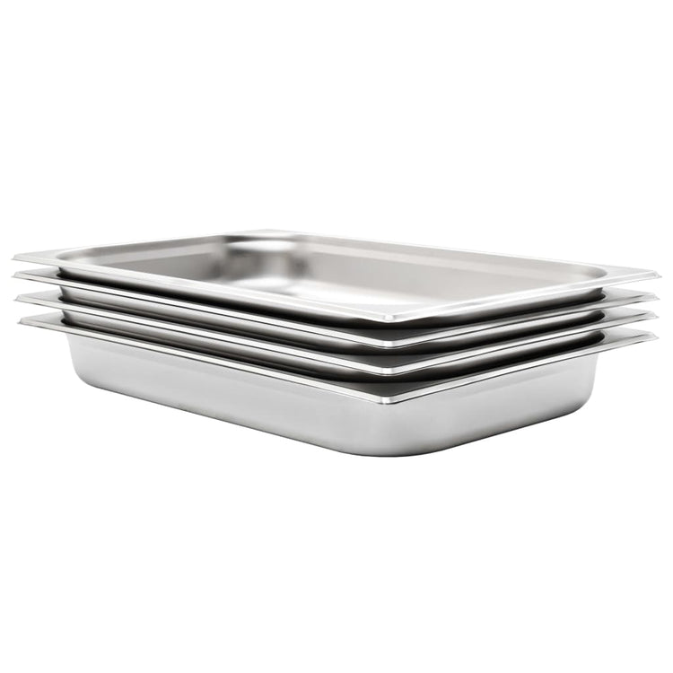Vidaxl Gastronormbakken 4 PCS GN 1 1 65 mm en acier inoxydable