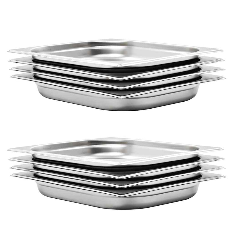 Vidaxl gastronormbakken 8 pc gn 1 2 40 mm en acier inoxydable