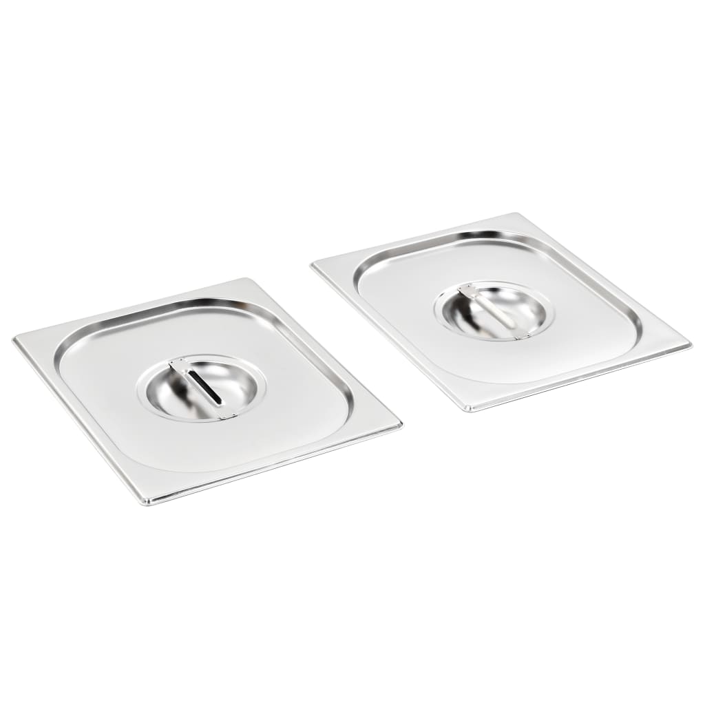 Couvercles vidaxl 2 pcs pour gn 1 2 échelles en acier inoxydable