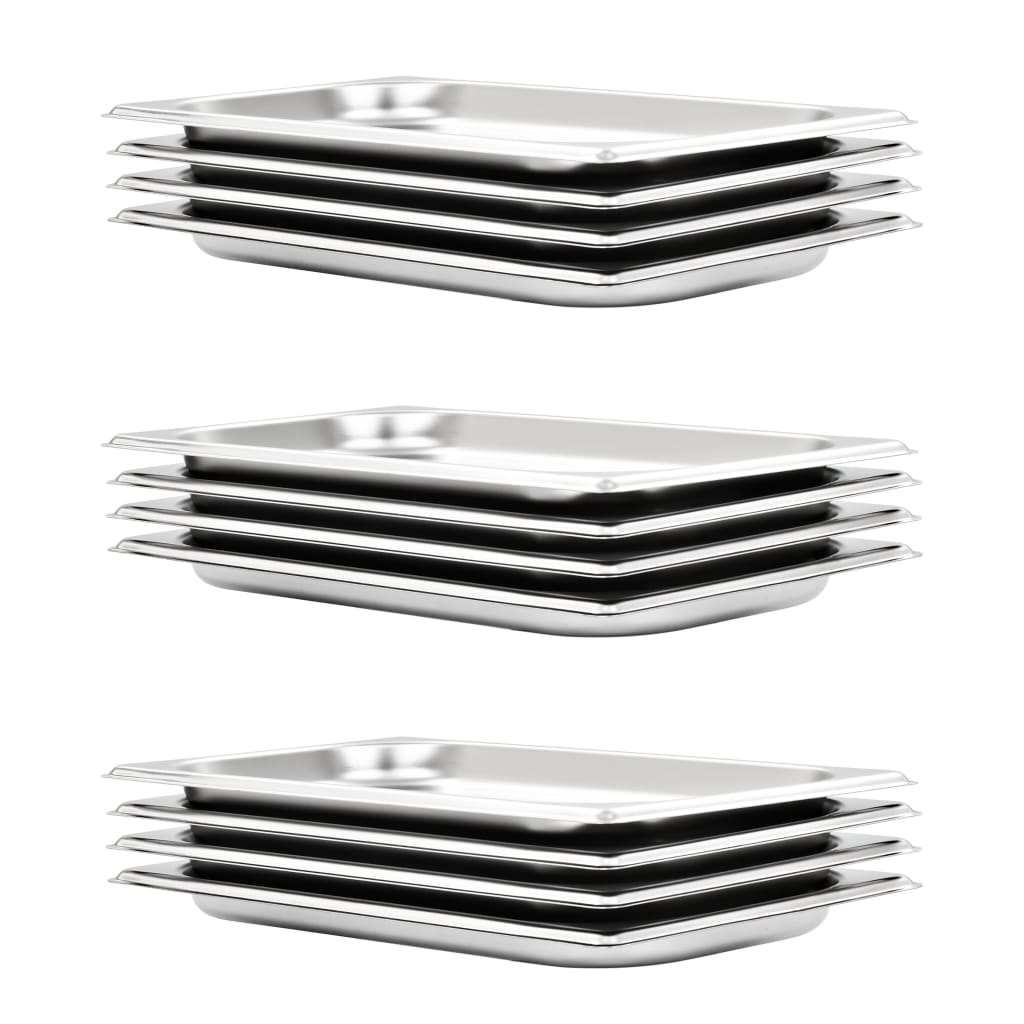 Vidaxl gastronormbakken 12 pc gn 1 3 20 mm en acier inoxydable